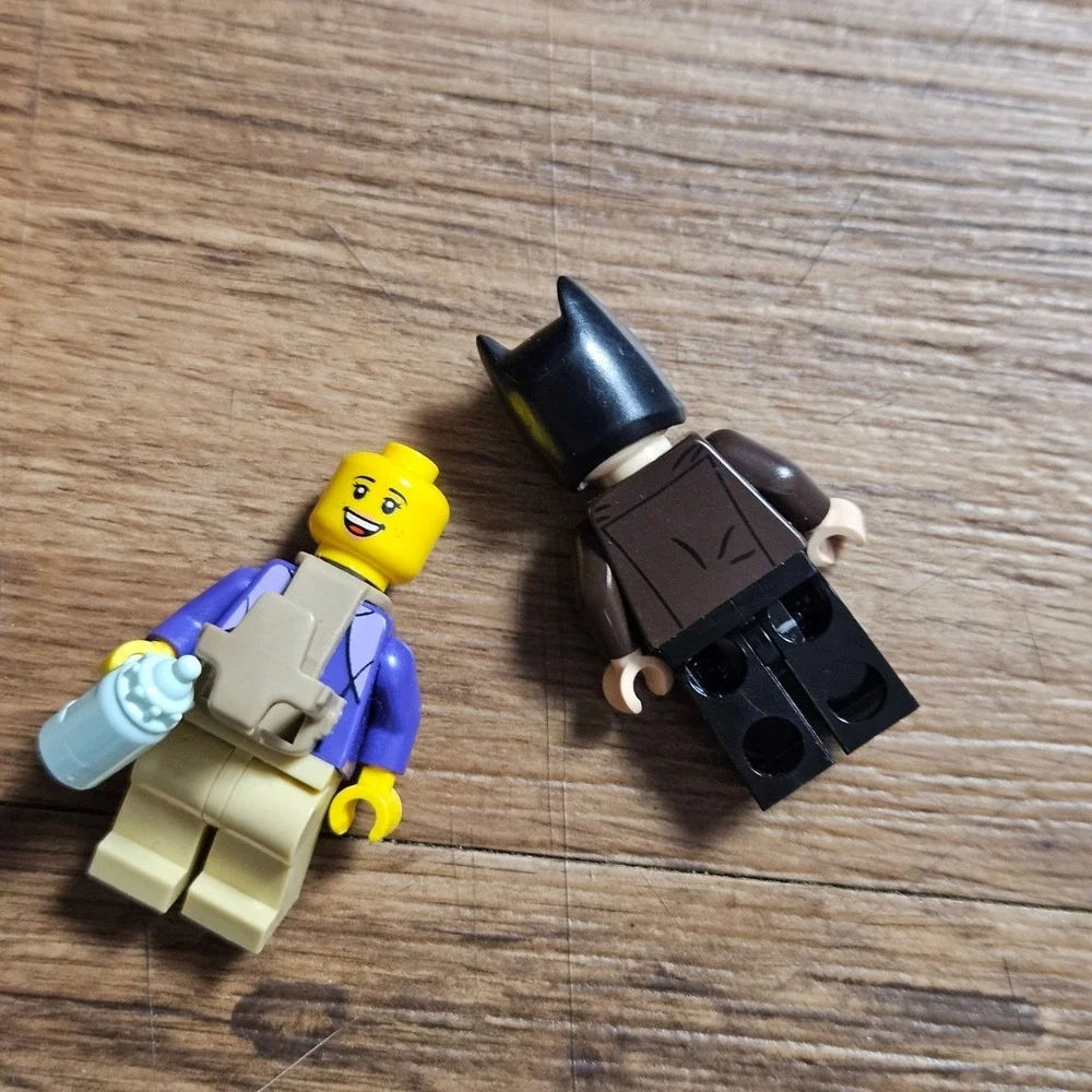 Lot of 2 Lego Minifigure Knightmare Batman and Hiker Mom Carrier Bottle